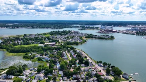 Adams Shore and Quincy Bay aerial view, Quincy, MA, USA Stock Footage 317584053