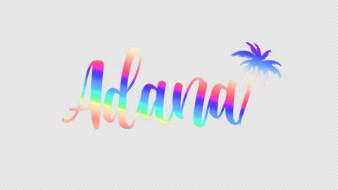 Adana. Multicolor motion text. Transparent Alpha channel, 4K video. Stock Footage 154041236
