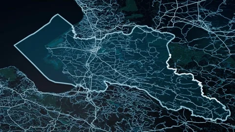 Adana Turkey Glowing Digital Map Animation 4K Vidéo 337687440