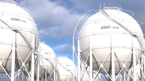 Adani Total Gas Structural Render Showcase: Petroleum Spheres Stock Footage 242473079