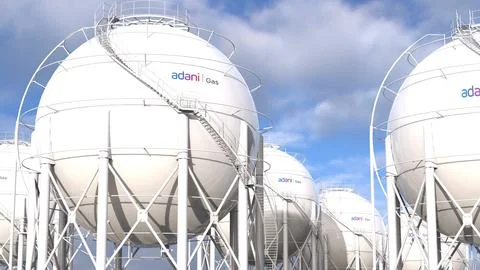Adani Total Gas Structural Render Showcase: Petroleum Spheres Stock Photos