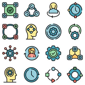 Adapt to changes icons set vector flat Stock Illustration