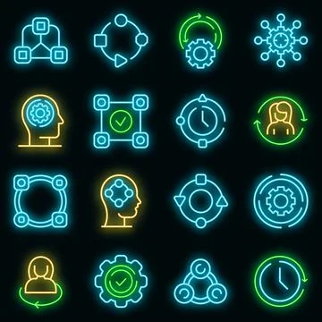 Adapt to changes icons set vector neon Illustrazione stock