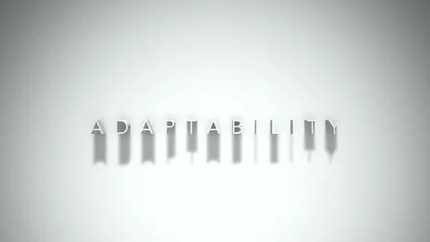 ADAPTABILITY 3D title animation with shadows on a white background Stock Footage 296781622