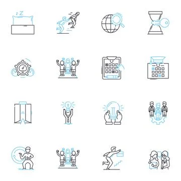 Adaptability and flexibility linear icons set. Versatility, Resourcefulness Stock Illustration