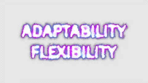 Adaptability flexibility neon effects, text animation on transparent background Stock Footage 303340171