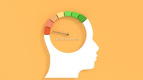Adaptability level scale with arrow. The measuring device. Head of man Video stock 311611849