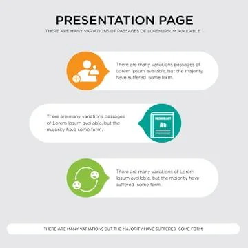 Adaptability, vocabulary, join us presentation design template in orange, gre Stock Illustration