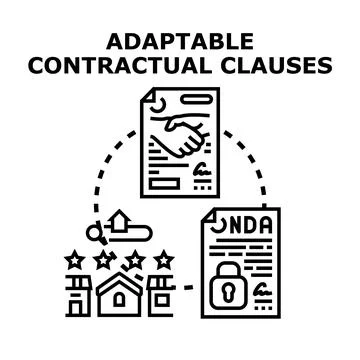Adaptable contractual clauses process for agreements and protection Stock Illustration