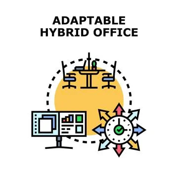 Adaptable hybrid office concept for modern work flexibility Stock Illustration
