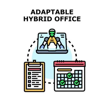 Adaptable hybrid office working concept with technology イラスト素材