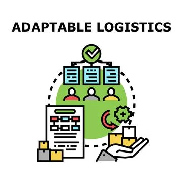 Adaptable logistics organizing supply chain management and delivery Stock Illustration