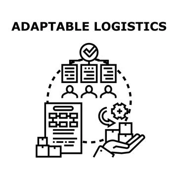Adaptable logistics organizing supply chain management and delivery Stock Illustration