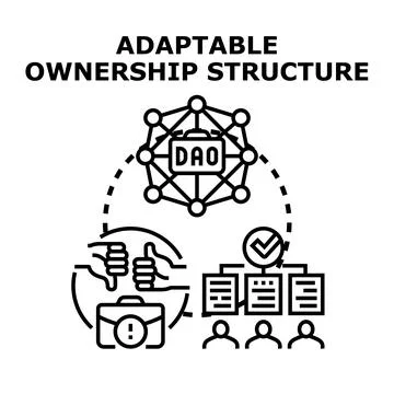 Adaptable ownership structure for decentralized autonomous organization dao Stock Illustration