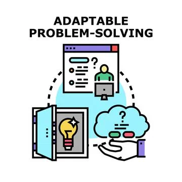 Adaptable problem solving process finding creative solutions concept Stock Illustration