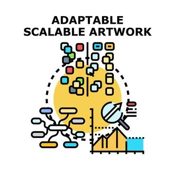 Adaptable scalable artwork process, data, and growth concept Stockillustratie