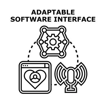 Adaptable software interface concept illustrating the connection between user Stock Illustration