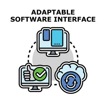 Adaptable software interface concept with responsive computing Stock Illustration