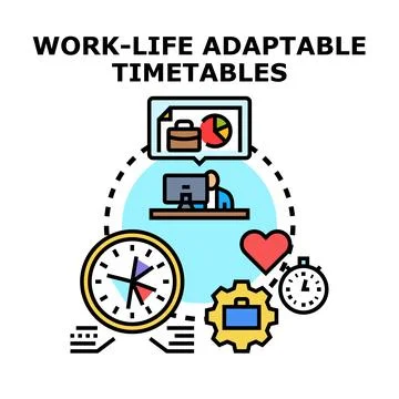 Adaptable work life timetable planning for balance Stock Illustration
