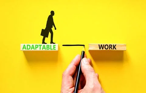 Adaptable work symbol. Concept words Adaptable work on beautiful wooden blo.. Stock Photos