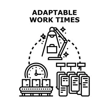 Adaptable work times concept flexible scheduling system Stock Illustration