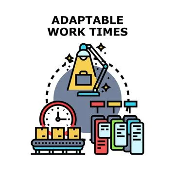 Adaptable work times concept flexible scheduling system Stock Illustration