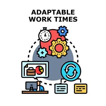 Adaptable work times concept illustration with gears イラスト素材
