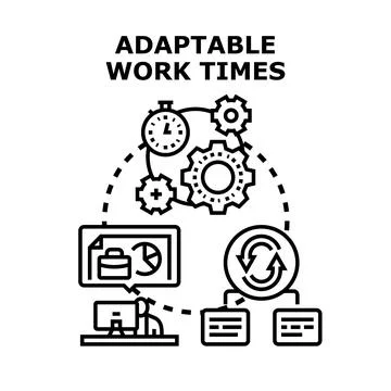 Adaptable work times concept illustration with gears Stock Illustration