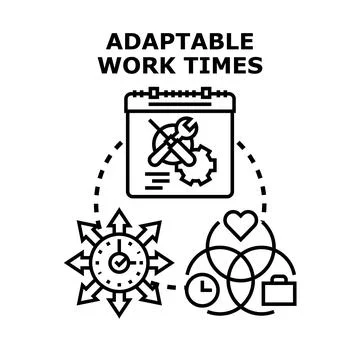 Adaptable work times concept vector illustration Stock Illustration