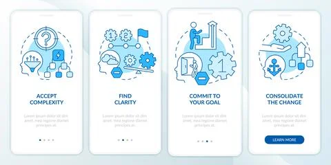 Adaptation to complex change blue onboarding mobile app screen Stock Illustration