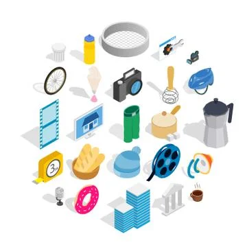 Adaptation icons set, isometric style 스톡 일러스트