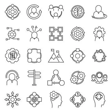 Adaptation icons set outline vector. Change adapt Stock Illustration