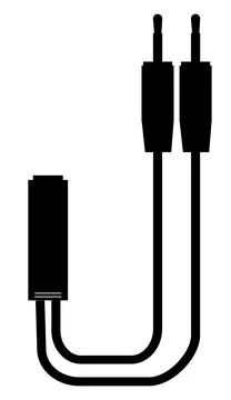 Adapter aux icon. Jack split microphone and audio earphone cable. Stock Illustration