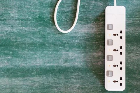 Adapter power plug with chalkboard background Stock Photos