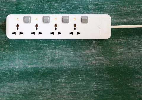 Adapter power plug with chalkboard background Stock Photos