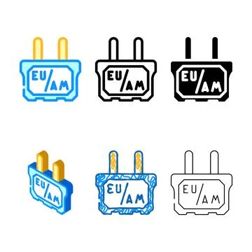 Adapter socket color icon vector set Stock Illustration