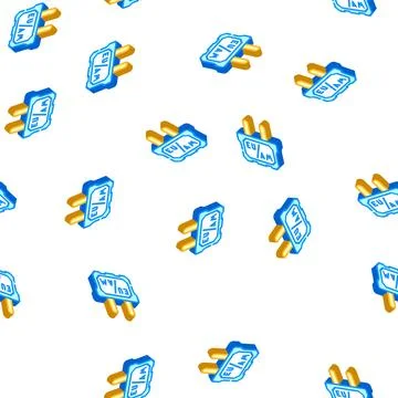 Adapter socket isometric icon seamless pattern Stock Illustration