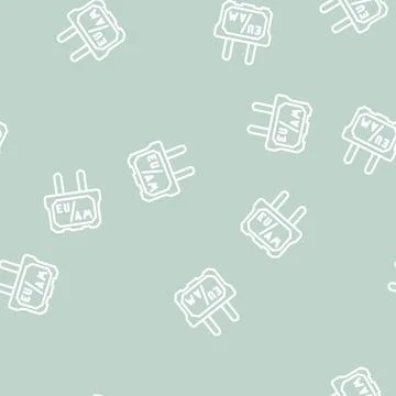 Adapter socket line vector seamless pattern Stock Illustration