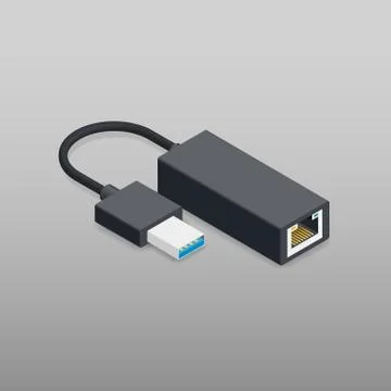 Adapter usb to ethernet isometric icon Stock Illustration