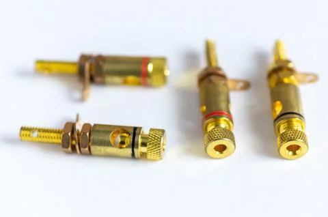 Adapter wire cable electronics audio speaker male banana plug connector iso.. Stock Photos