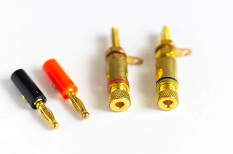 Adapter wire cable electronics audio speaker male banana plug connector iso.. Stock Photos
