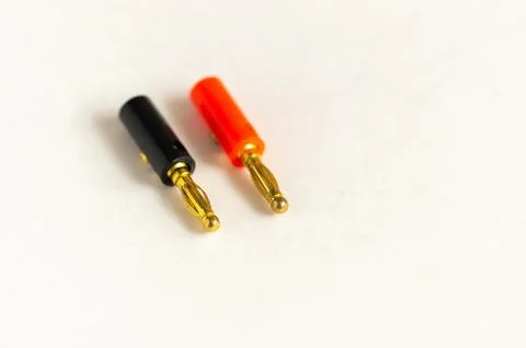 Adapter wire cable electronics audio speaker male banana plug connector iso.. Stock Photos