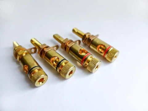 Adapter wire cable electronics audio speaker male banana plug connector iso.. Stock Photos