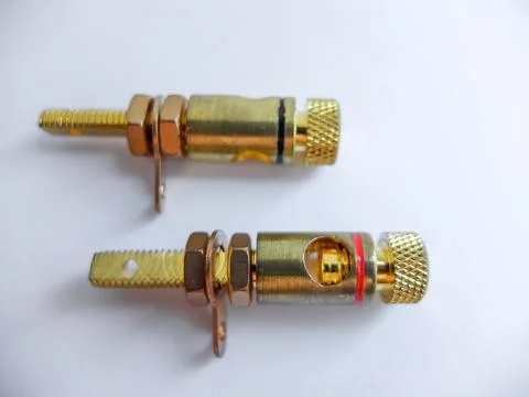 Adapter wire cable electronics audio speaker male banana plug connector iso.. Stock Photos