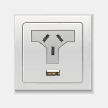 Adapters. Isolated electrical equipment on wall. Type I. Mainly used in Stock Illustration