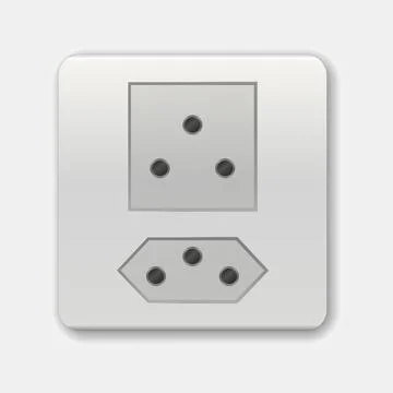 Adapters. Isolated electrical equipment on wall. Type O Stock Illustration