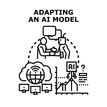 Adapting ai model for machine learning solutions Stock Illustration