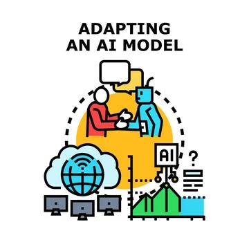 Adapting ai model for machine learning solutions Stock Illustration