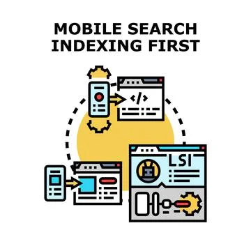 Adapting content for mobile first indexing strategy Stock Illustration
