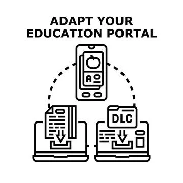 Adapting education portal with digital learning content Stock Illustration